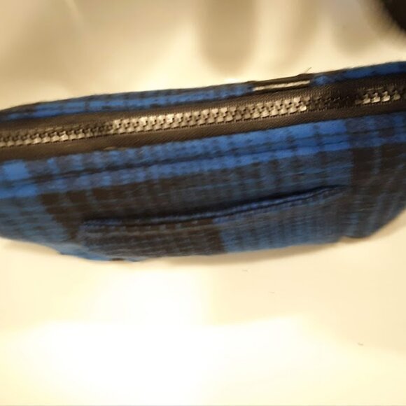 New Classic Plaid Wool Top handle Purse Shoulder bag Blue Black Faux leathertrim - Picture 9 of 10